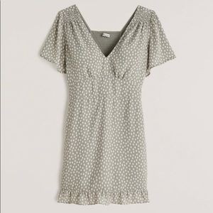 Abercrombie Flutter Sleeve Mini Dress in Mint Dot
